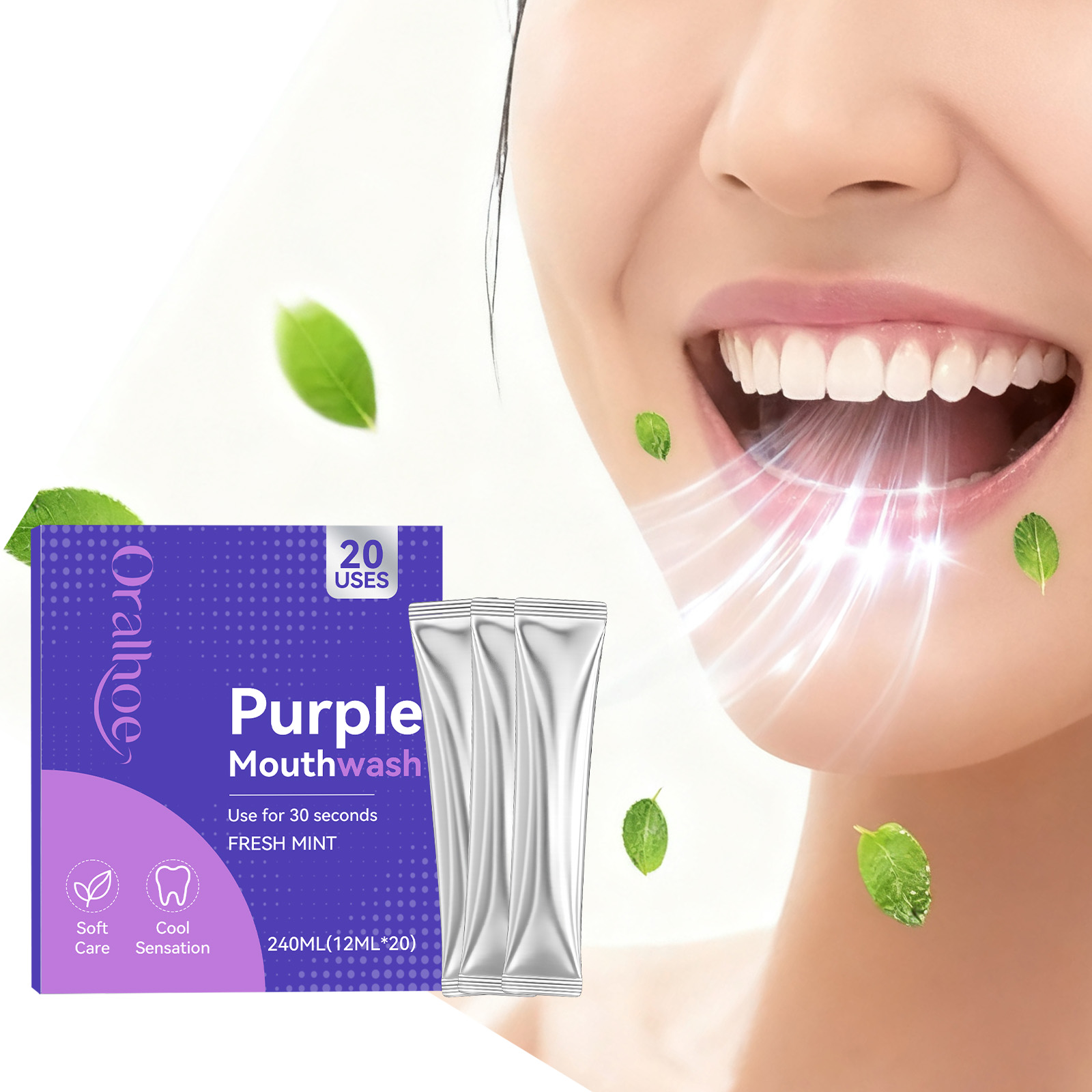 20 sztuk fioletowego płynu do  – Teeth Whitening Mouthwash recenzja i cena