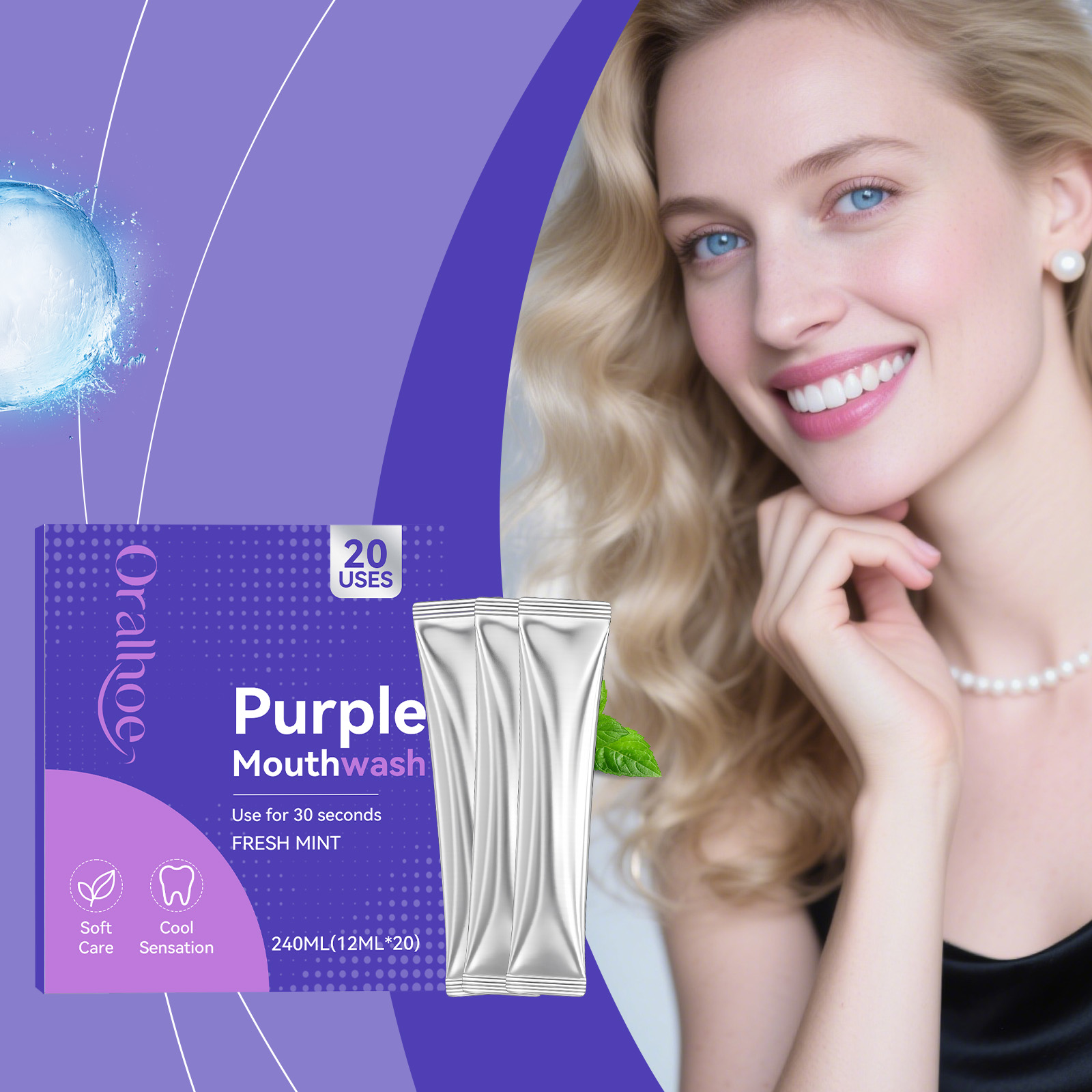 20 sztuk fioletowego płynu do  – Teeth Whitening Mouthwash recenzja i cena